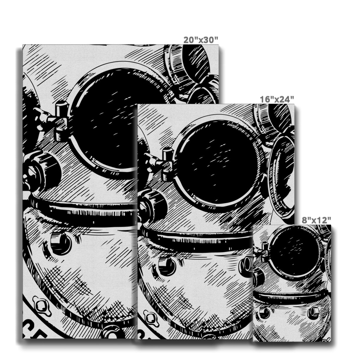 AQUA B&W - 05 - Ozean-Astronaut - Öko-Leinwand