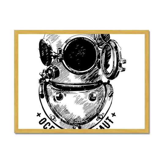 AQUA B&W - 05 - Astronauta do oceano - Impressão emoldurada antiga