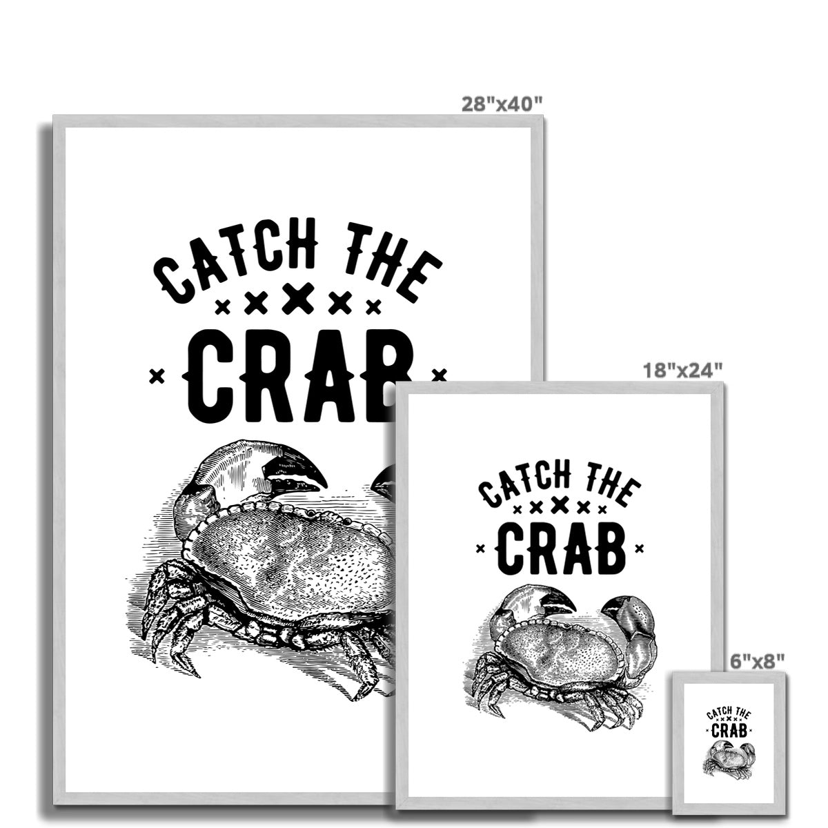 AQUA B&W - 07 - Catch the crab - Antique Framed & Mounted Print