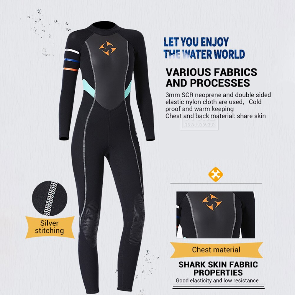 Neoprene 3MM Wetsuit Women Underwater Fishing Kitesurf Hunting Windsurf Snorkeling Surf Clothes Spearfishing Scuba Diving Suit