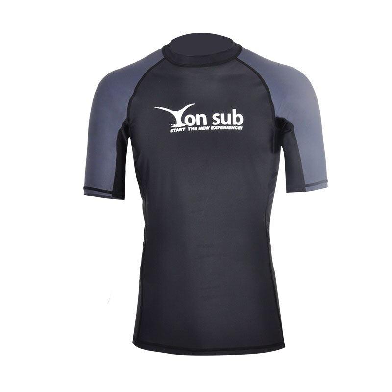 YONSUB Men Surf Rash Guard  Lycra Short Sleeve Top Quick Dry Kitesurf Windsurf Dive T-Shirt UV-Protection UPF 50+ Beach Swimwear