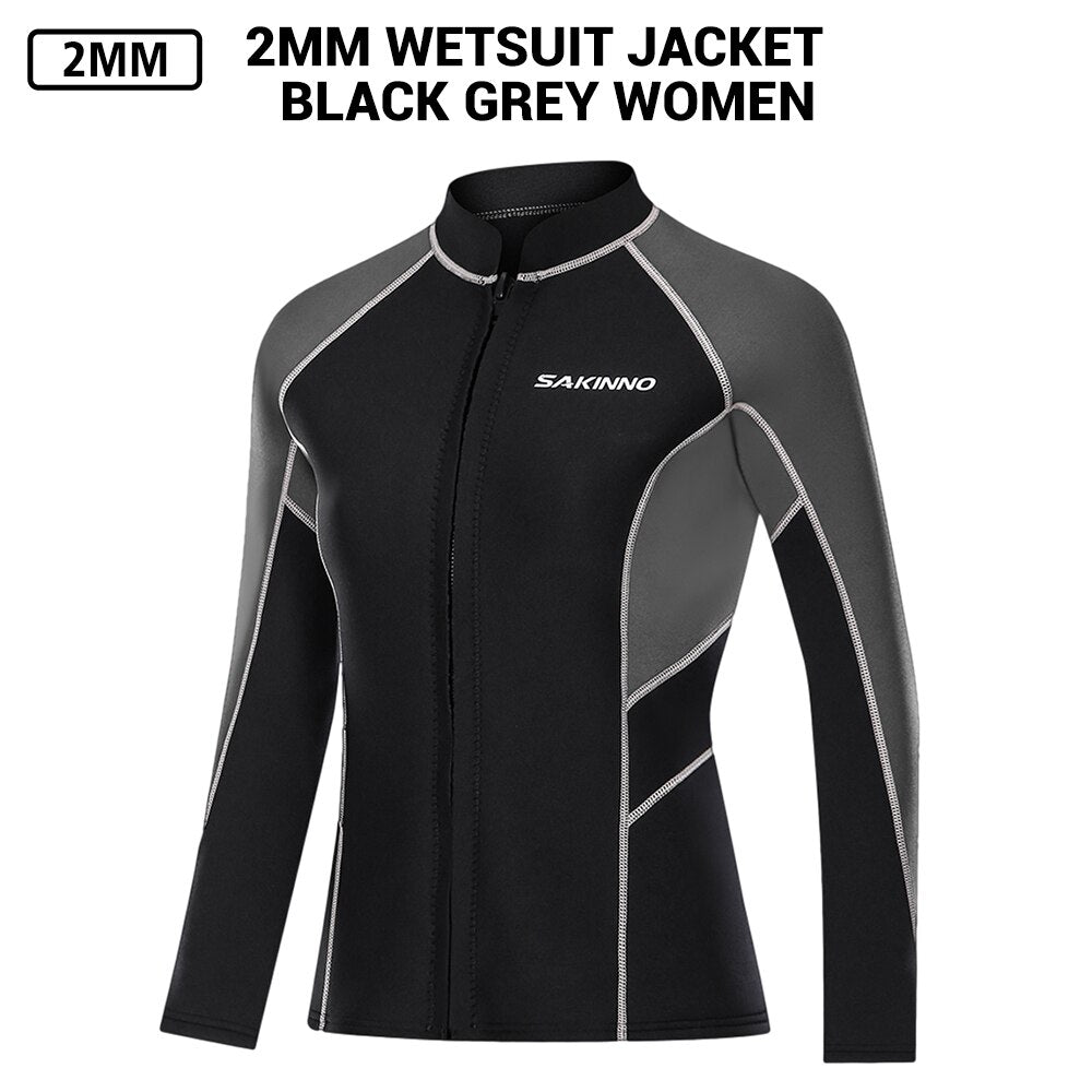 Women Neoprene 2MM Wetsuit Jackets Scuba Diving Surf Hunting Windsurf Swimwear Underwater Fishing Clothes Kitesurf Spearfishing