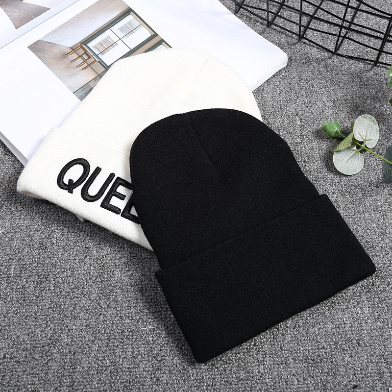 Neu kommen Marke King Queen Hysteresenkappe Männer Frauen BEANIE Sport Hip Hop Hut Paar Stickerei Hut im Freien Strickmütze