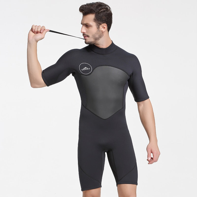 SBART 2MM Neoprene Wetsuit Men Keep Warm Swimming Scuba Diving Bathing Suit Short Sleeve Triathlon Wetsuit for Surf Snorkeling