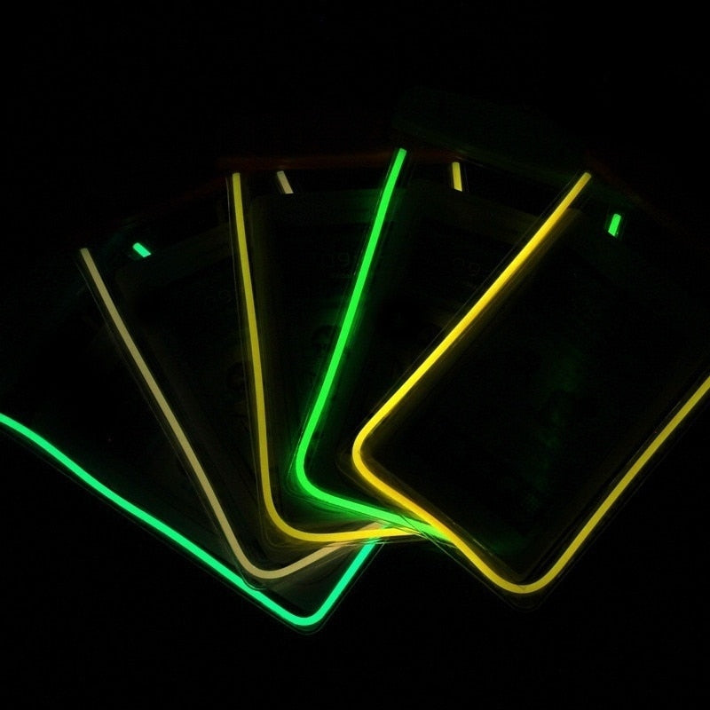 Bolsa luminosa de verão à prova d'água, aparelho de natação, praia, saco seco, capa de telefone, acampamento, esqui, suporte para telefone celular 3.5-6 tamanhos