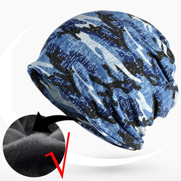 Chapéu de lã outono inverno verão masculino feminino tático militar exército camuflagem gorro de malha de algodão crânio cachecol térmico camo boné