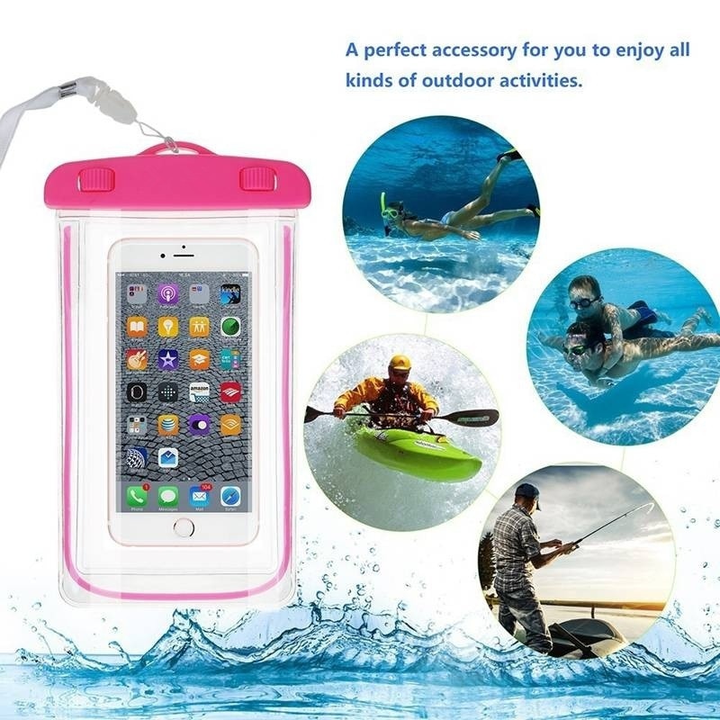 Bolsa luminosa de verão à prova d'água, aparelho de natação, praia, saco seco, capa de telefone, acampamento, esqui, suporte para telefone celular 3.5-6 tamanhos