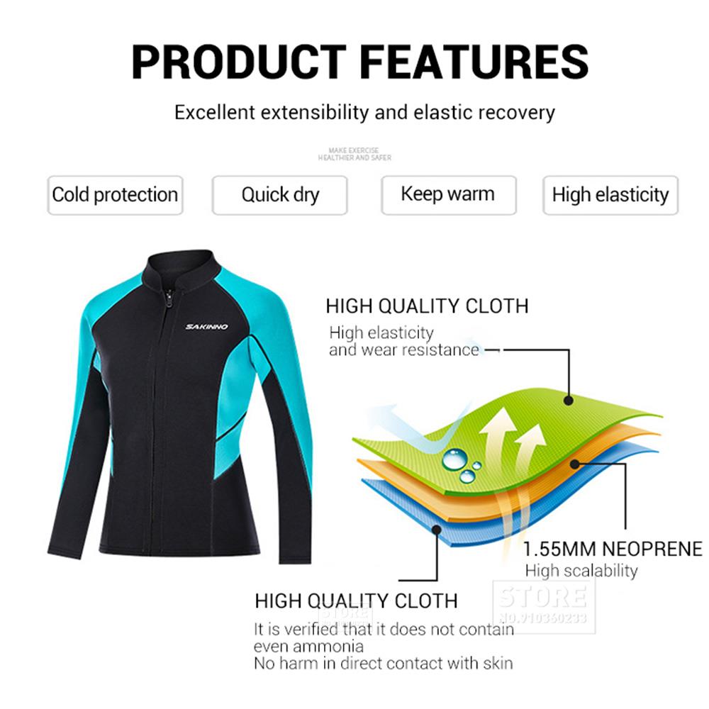 Women Neoprene 2MM Wetsuit Jackets Scuba Diving Surf Hunting Windsurf Swimwear Underwater Fishing Clothes Kitesurf Spearfishing
