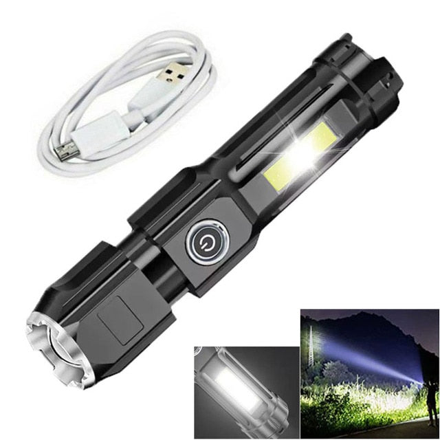 Lanterna forte luz recarregável zoom gigante brilhante xenon forças especiais casa ao ar livre portátil led lanterna luminosa