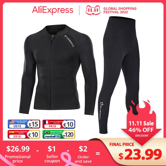 Neoprene 2MM 3MM Men Women Wetsuit Jacket Scuba Diving Suit Surf Snorkeling Underwater Fishing Spearfishing Kitesurf Equipment