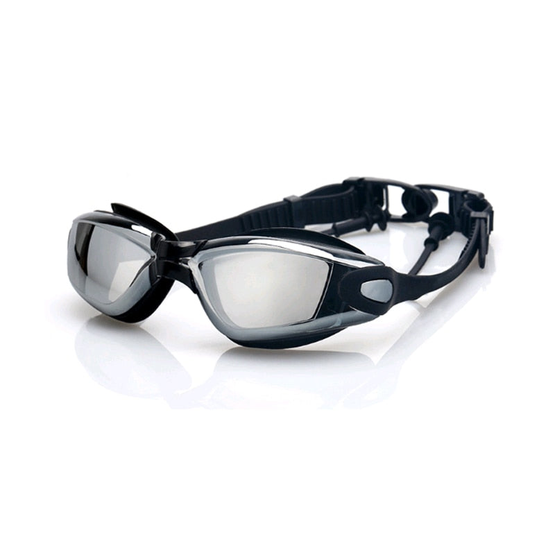 Swim Goggles with Cap Ear Plug Nose Clip Suit Professional Swimming Glasses Anti-fog PU Hat Waterproof Swim Eyewear
