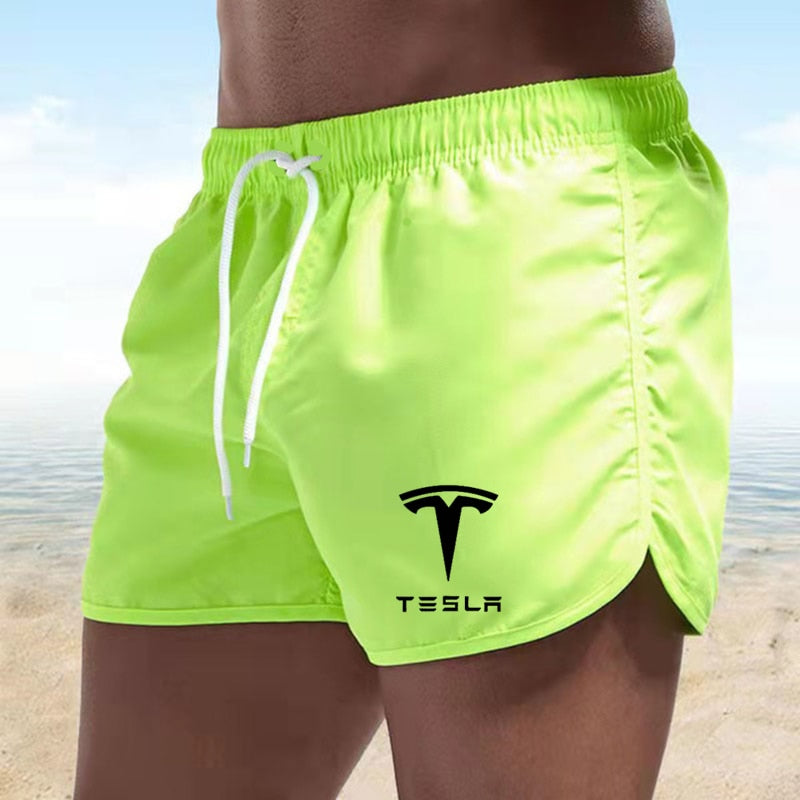 Tesla Men's Shorts Summer Swimwear Men Swimsuit Swimming Trunks Boxer Short Sexy Beach Shorts Surf Board Men's Clothing Pants