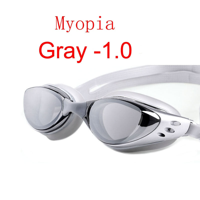 Myopia Swimming glasses -1.0~-10 Waterproof Anti-Fog arena Prescription swim eyewear water Silicone Big diving goggles Men Women