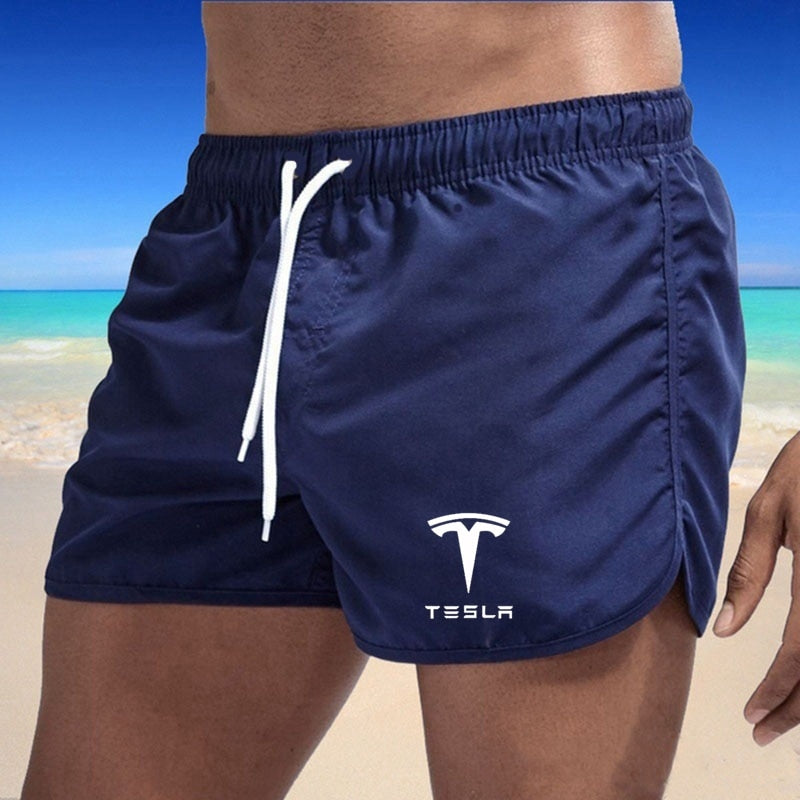 Tesla Men's Shorts Summer Swimwear Men Swimsuit Swimming Trunks Boxer Short Sexy Beach Shorts Surf Board Men's Clothing Pants