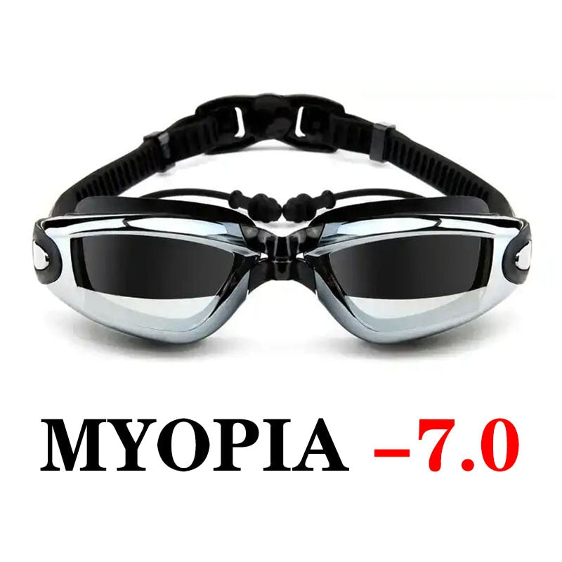 Swim Goggles with Cap Ear Plug Nose Clip Suit Professional Swimming Glasses Anti-fog PU Hat Waterproof Swim Eyewear