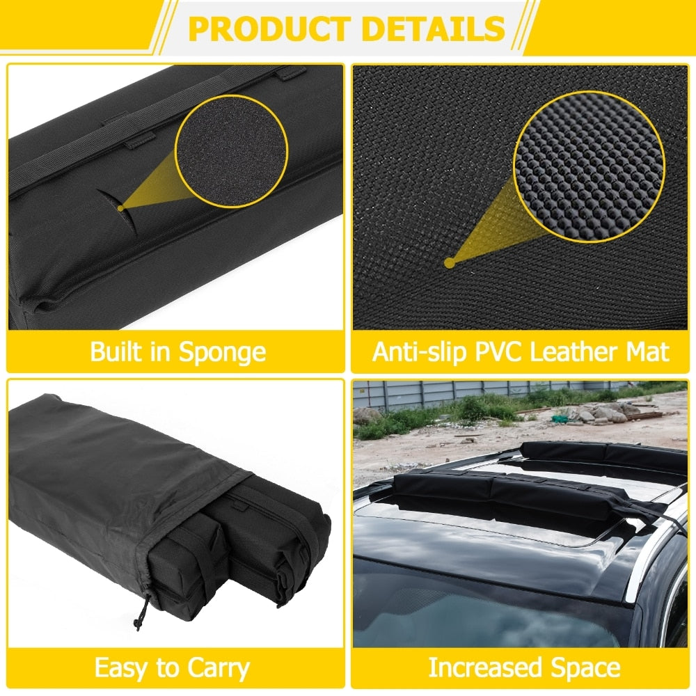 Universal Soft Car Roof Rack Pads PVC 600D Oxford cloth for Kayak/Canoe/Snowboard/Windsurfing Luggage Carry Load 60kg Baggage