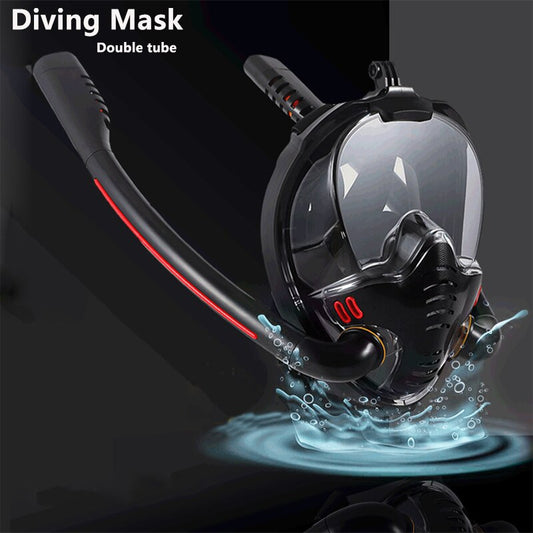 Adult Double-Tube Diving Mask Suit Swimming Full-Dry Silicone Diving Mask Diving Children'S Single-Tube Diving Breathing Mask