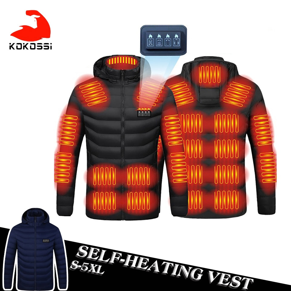 KoKossi Winter 21 Zone Electric Heated Jacket Outdoor Sports Waterproof Windproof Sportwear Smart USB Charging Self Heating Vest
