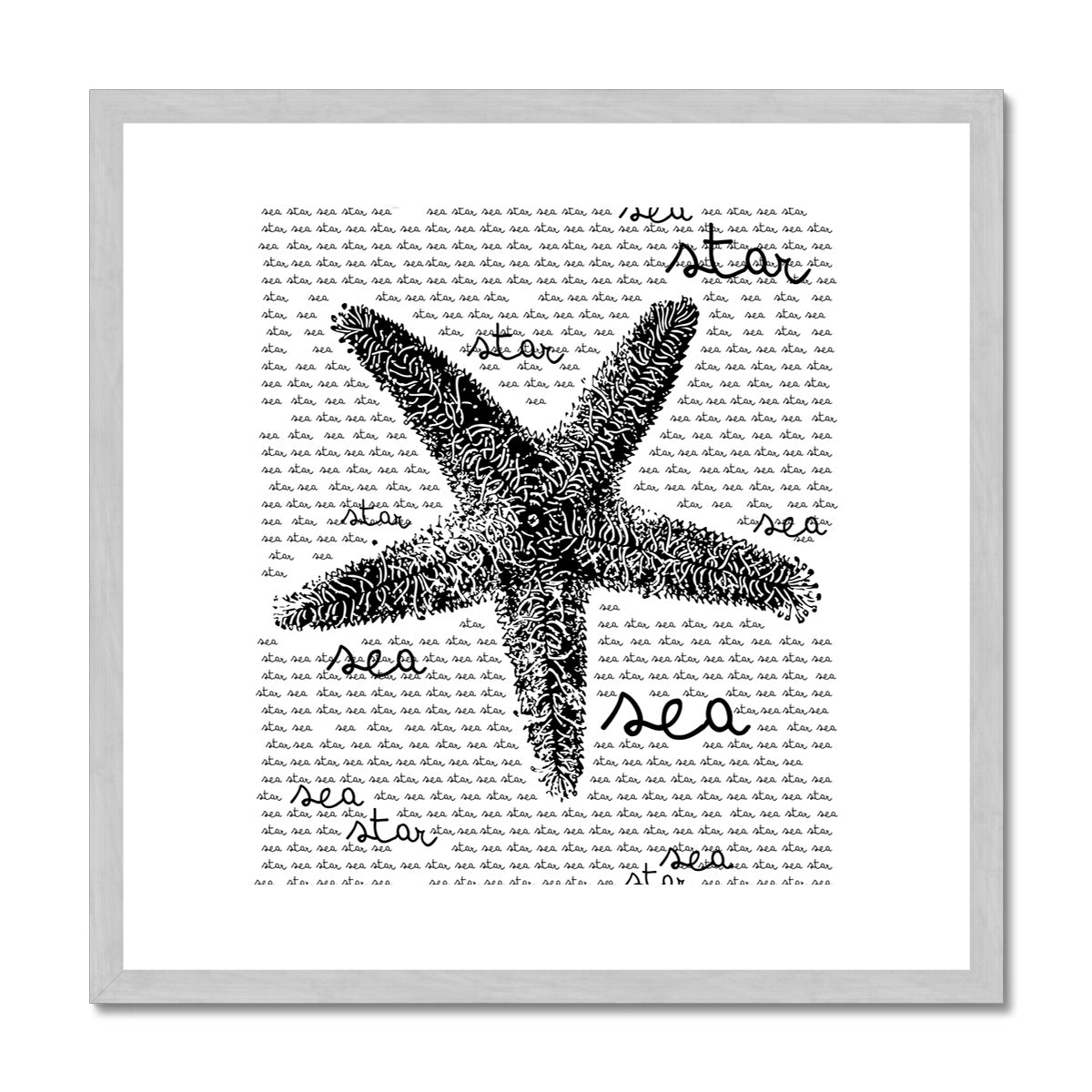 AQUA B&W - 08 - Estrela do mar - Impressão antiga emoldurada e montada