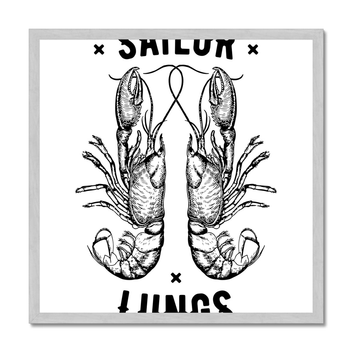 AQUA B&W - 06 - Sailing Lungs - Antique Framed Print