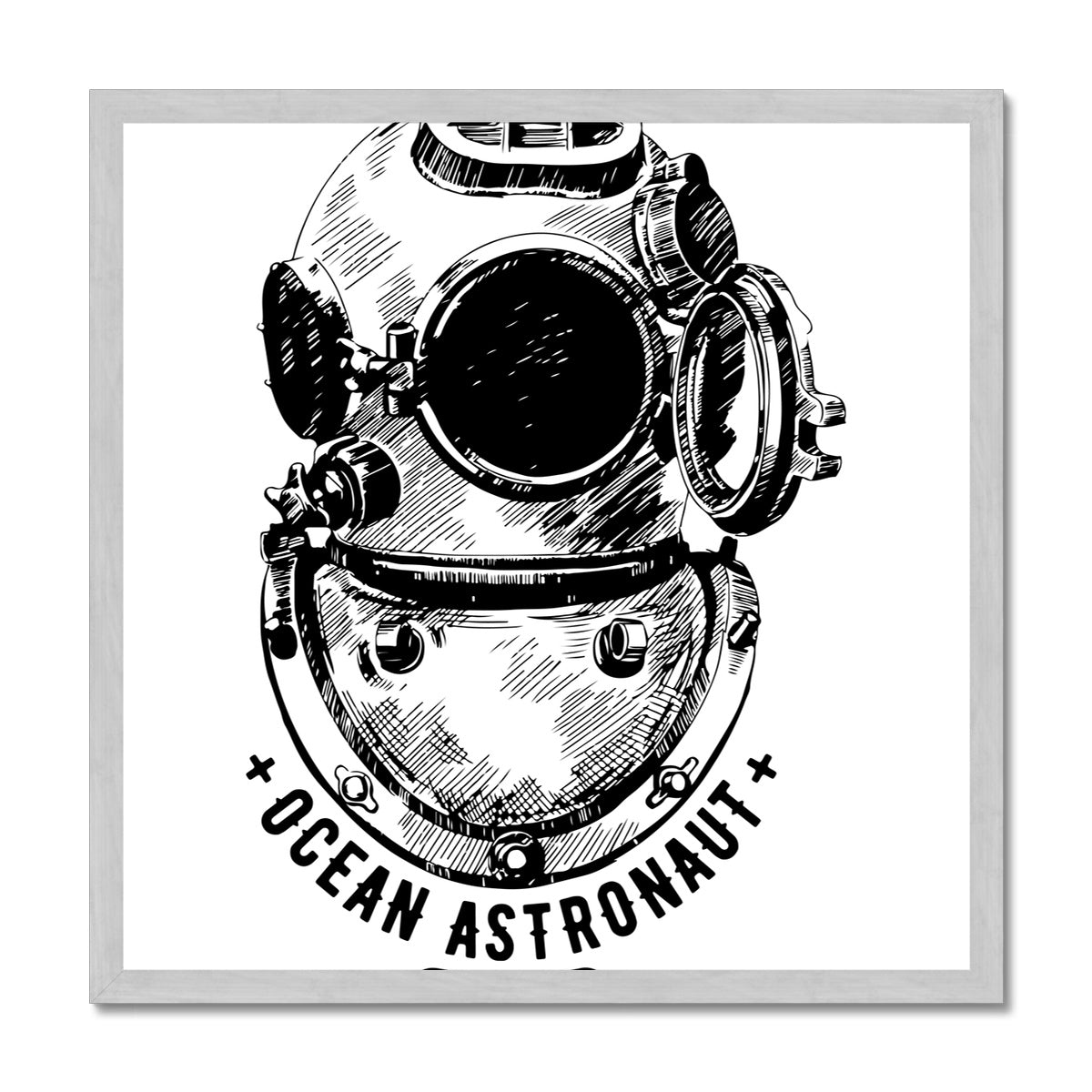 AQUA B&W - 05 - Astronauta do oceano - Impressão emoldurada antiga