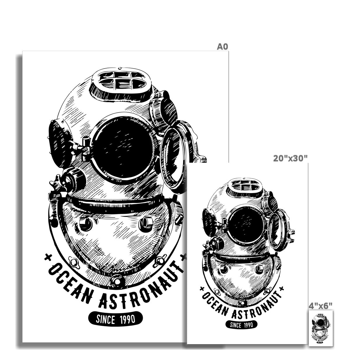 AQUA B&W - 05 - Ozeanastronaut - Gerollte Leinwand