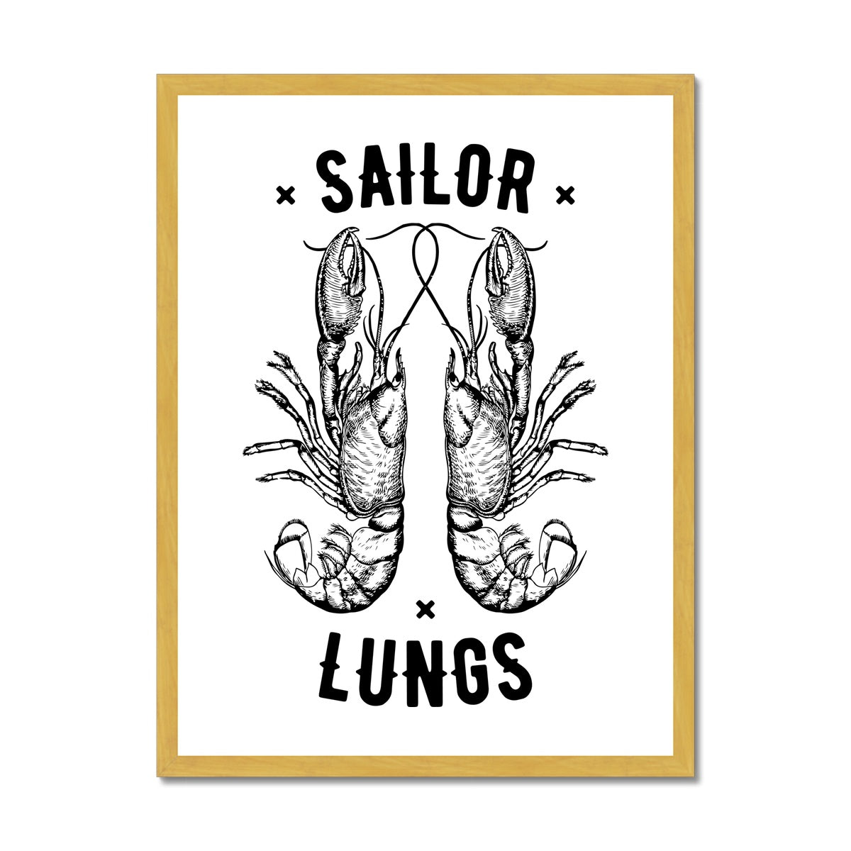 AQUA B&W - 06 - Sailing Lungs - Antique Framed Print