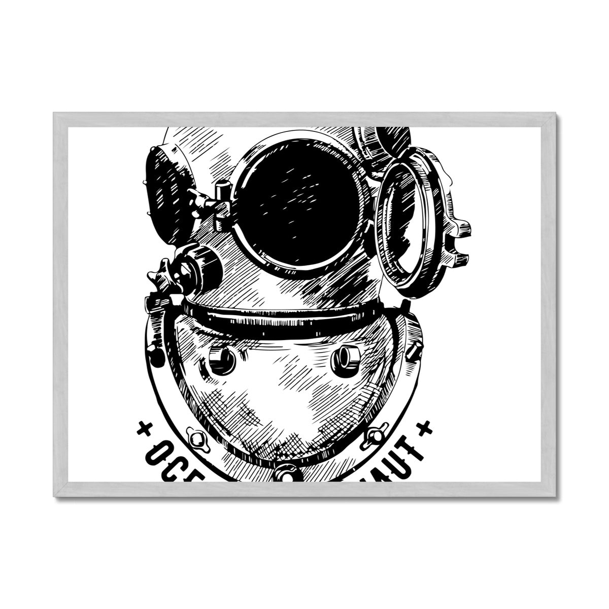 AQUA B&W - 05 - Astronauta do oceano - Impressão emoldurada antiga