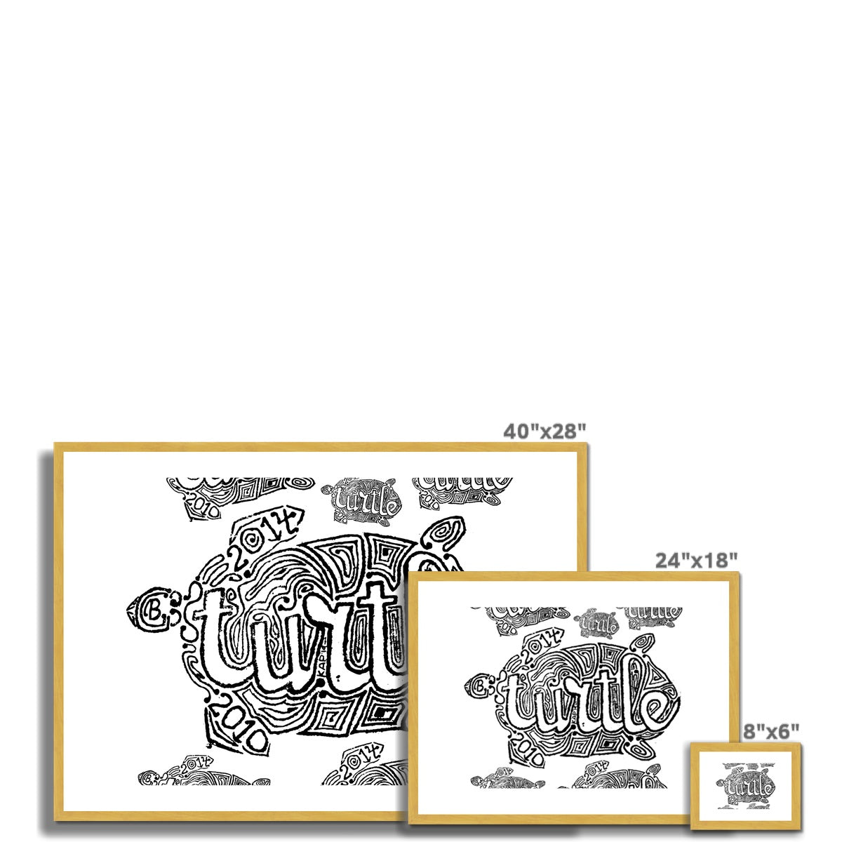 AQUA HMP2 - 12 - Tartaruga - Impressão antiga emoldurada e montada