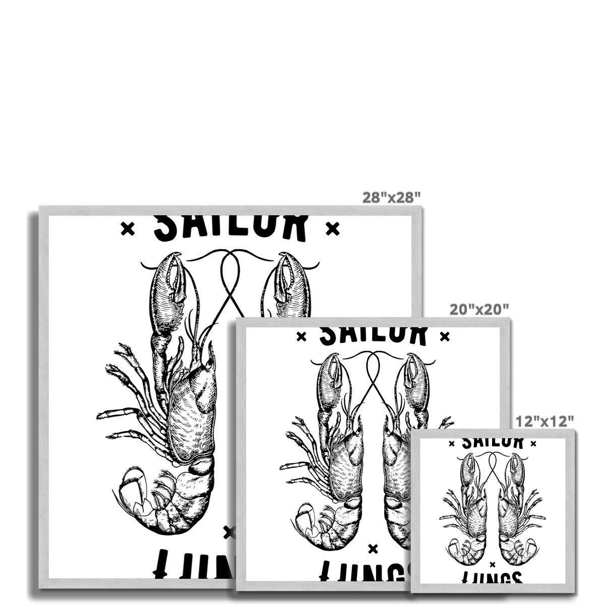 AQUA B&W - 06 - Sailing Lungs - Antique Framed Print
