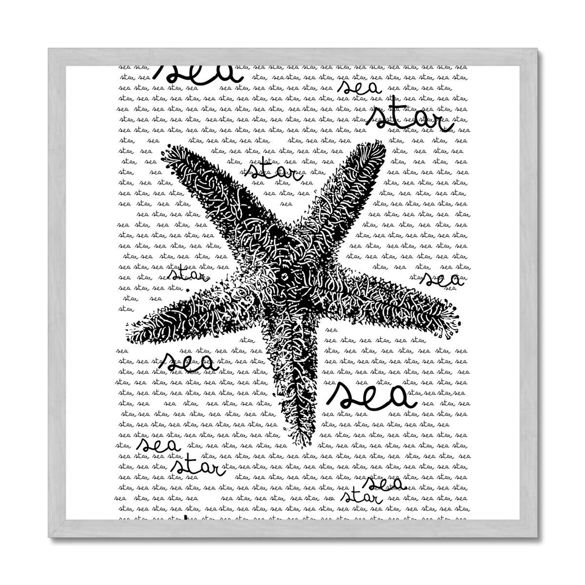 AQUA B&W - 08 - Sea Star - Antique Framed Print