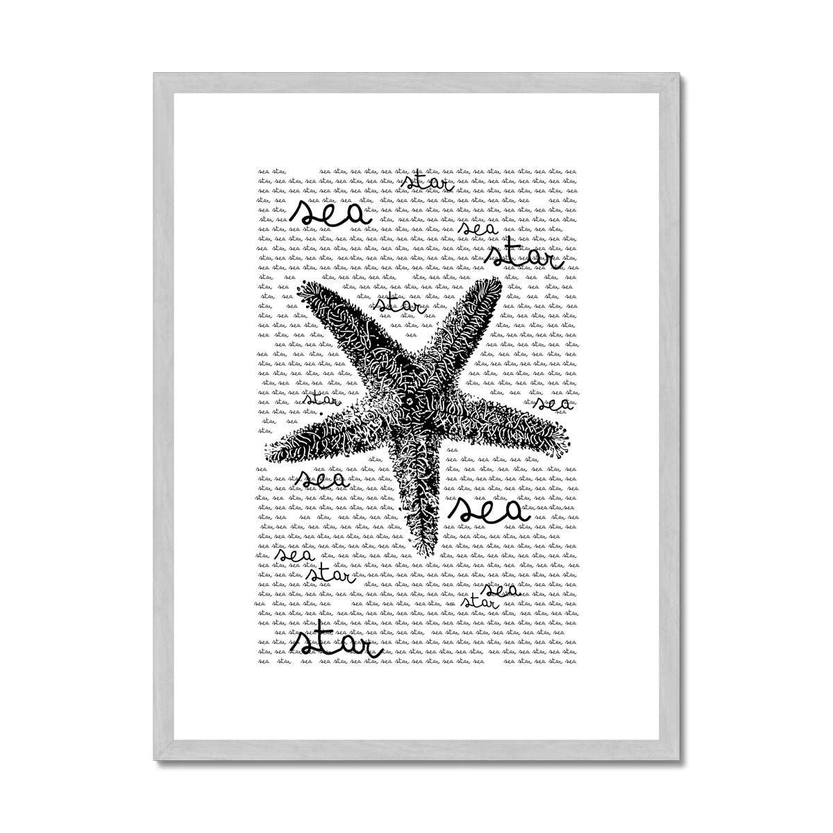 AQUA B&W - 08 - Estrela do mar - Impressão antiga emoldurada e montada
