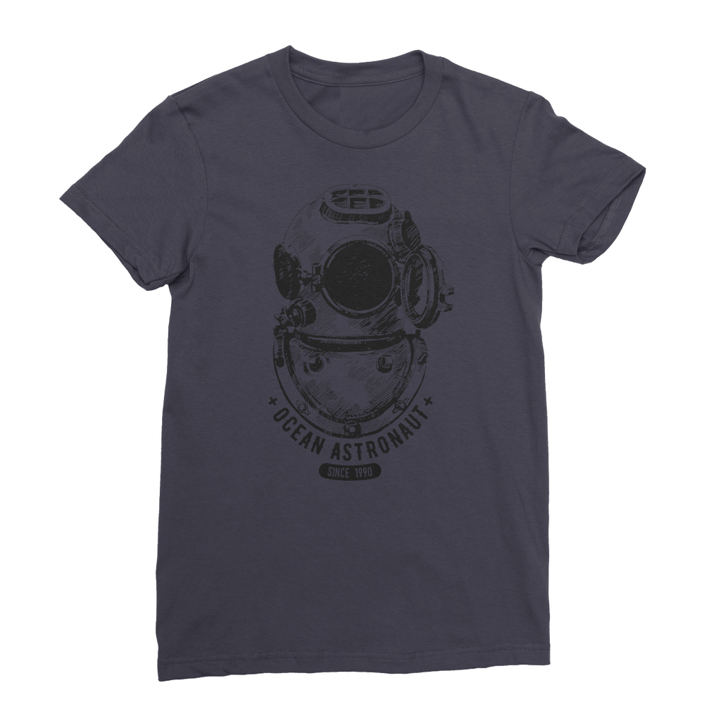 AQUA B&W - 05 - Ocean astronaut - Women's Fine Jersey T-Shirt-Apparel-AQUATICUS