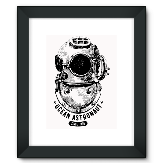AQUA B&W - 05 - Ocean astronaut - Framed Fine Art Print-Wall Decor-AQUATICUS