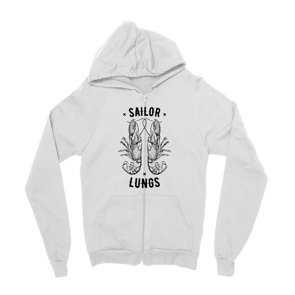 AQUA B&W - 06 - Sailing Lungs - Kids Zip Hoodie-Apparel-AQUATICUS