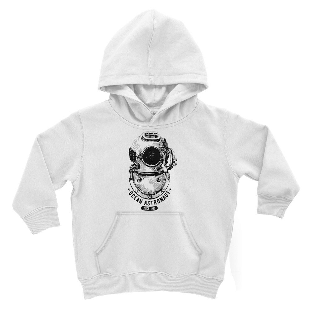 AQUA B&W - 05 - Ocean astronaut - Kids Hoodie-Apparel-AQUATICUS