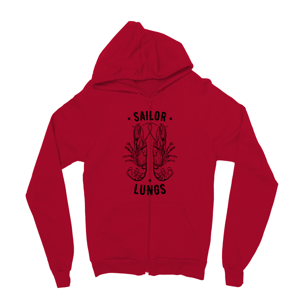 AQUA B&W - 06 - Sailing Lungs - Kids Zip Hoodie-Apparel-AQUATICUS