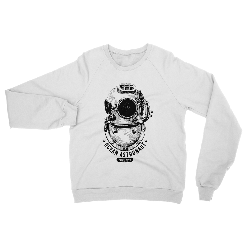 AQUA B&W - 05 - Ocean astronaut - Heavy Blend Crew Neck Sweatshirt-Apparel-AQUATICUS