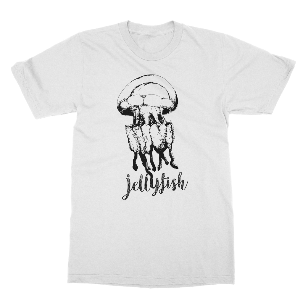 AQUA B&W - 02 - Jellyfish - Softstyle Ringspun T-Shirt-Apparel-AQUATICUS