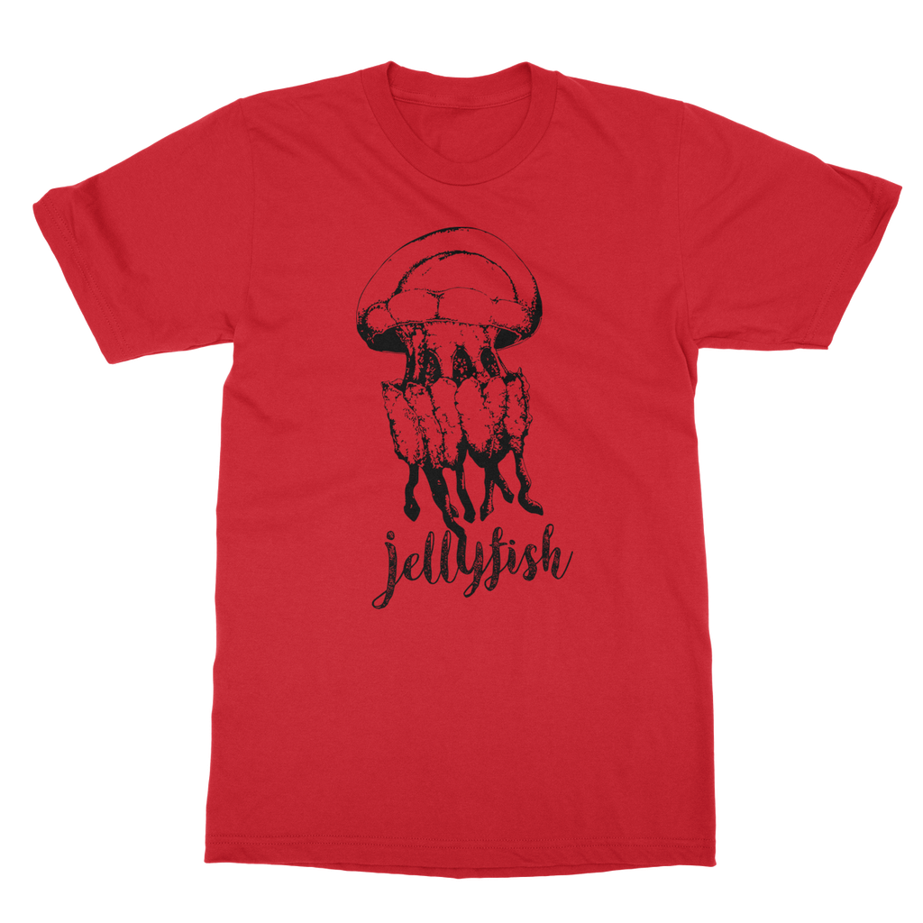 AQUA B&W - 02 - Jellyfish - Softstyle Ringspun T-Shirt-Apparel-AQUATICUS