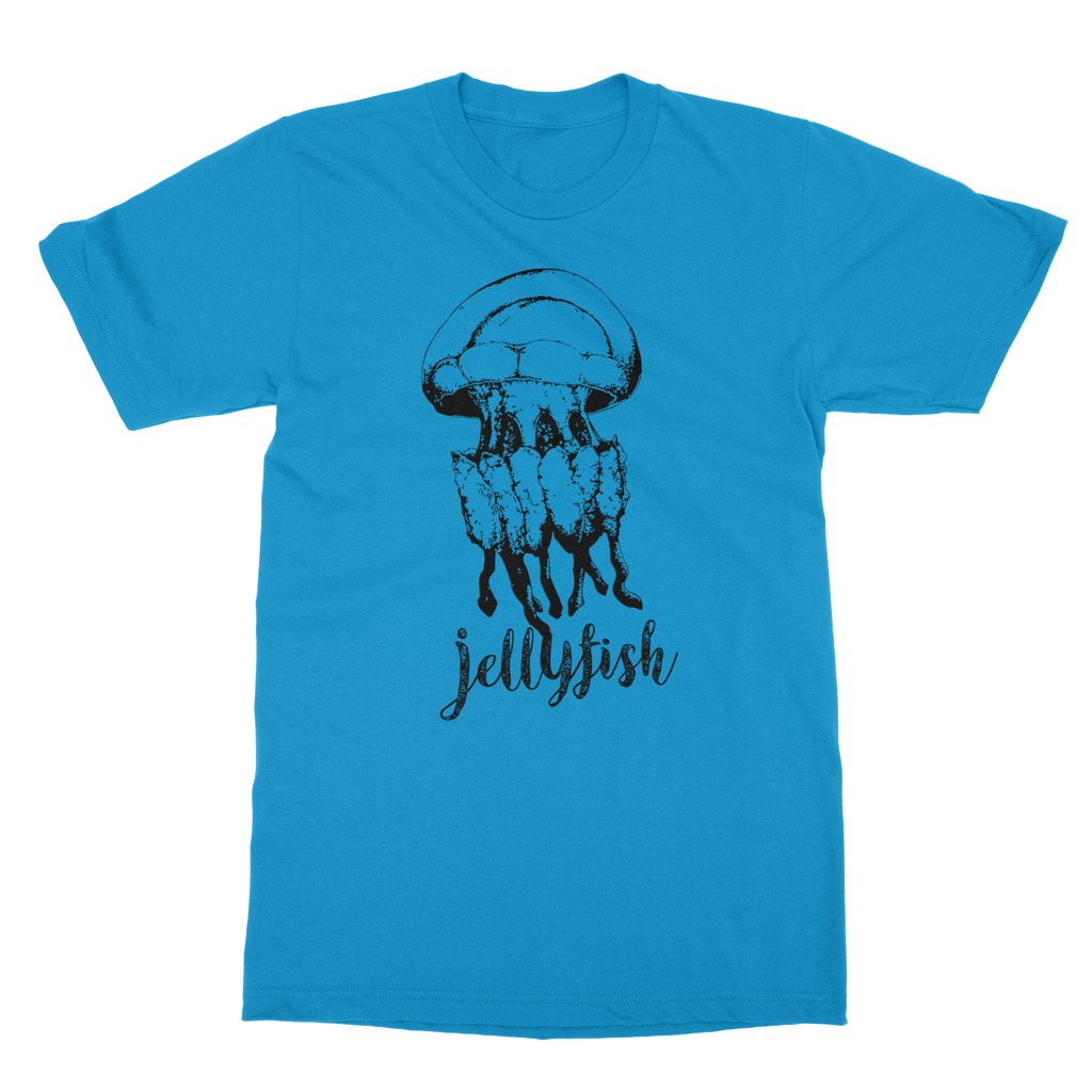 AQUA B&W - 02 - Jellyfish - Softstyle Ringspun T-Shirt-Apparel-AQUATICUS