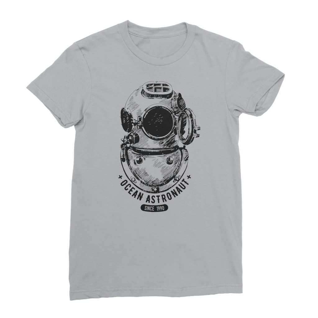 AQUA B&W - 05 - Ocean astronaut - Women's Fine Jersey T-Shirt-Apparel-AQUATICUS