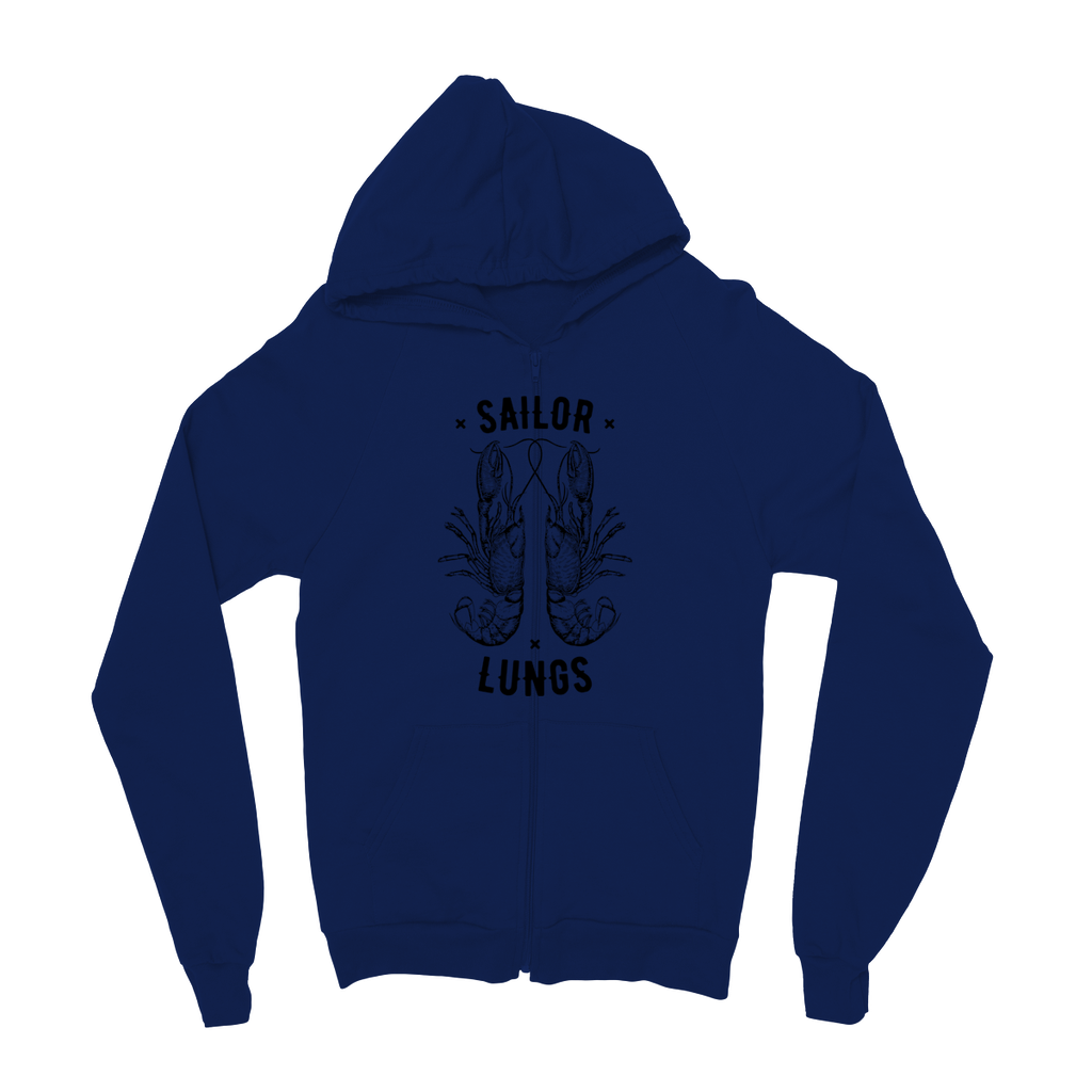 AQUA B&W - 06 - Sailing Lungs - Kids Zip Hoodie-Apparel-AQUATICUS