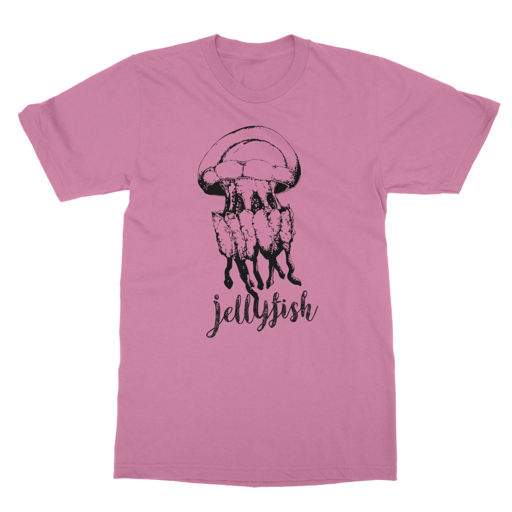 AQUA B&W - 02 - Jellyfish - Softstyle Ringspun T-Shirt-Apparel-AQUATICUS