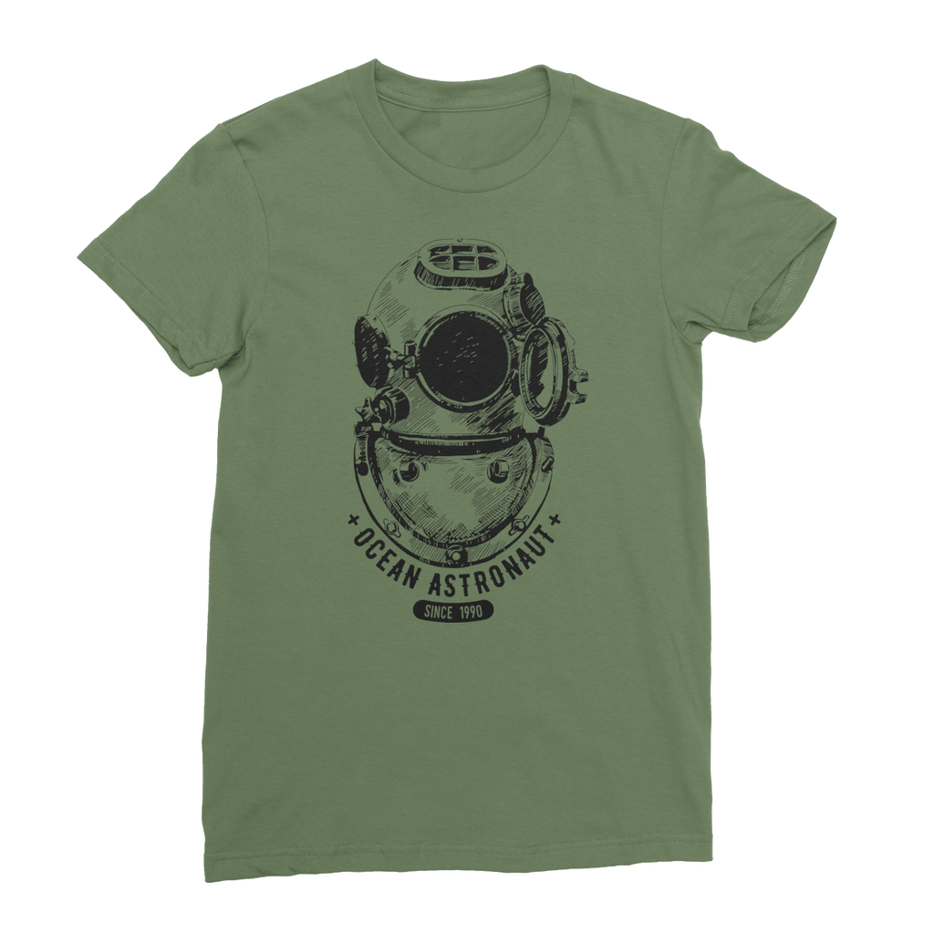 AQUA B&W - 05 - Ocean astronaut - Women's Fine Jersey T-Shirt-Apparel-AQUATICUS
