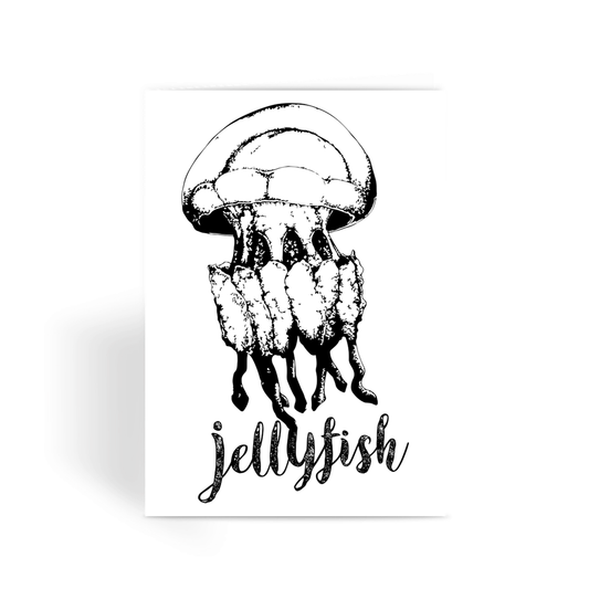 AQUA B&W - 02 - Jellyfish - Greeting Card-Prints-AQUATICUS