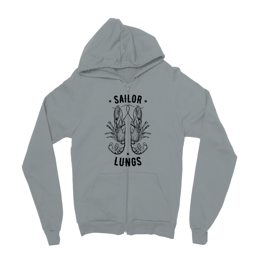AQUA B&W - 06 - Sailing Lungs - Kids Zip Hoodie-Apparel-AQUATICUS