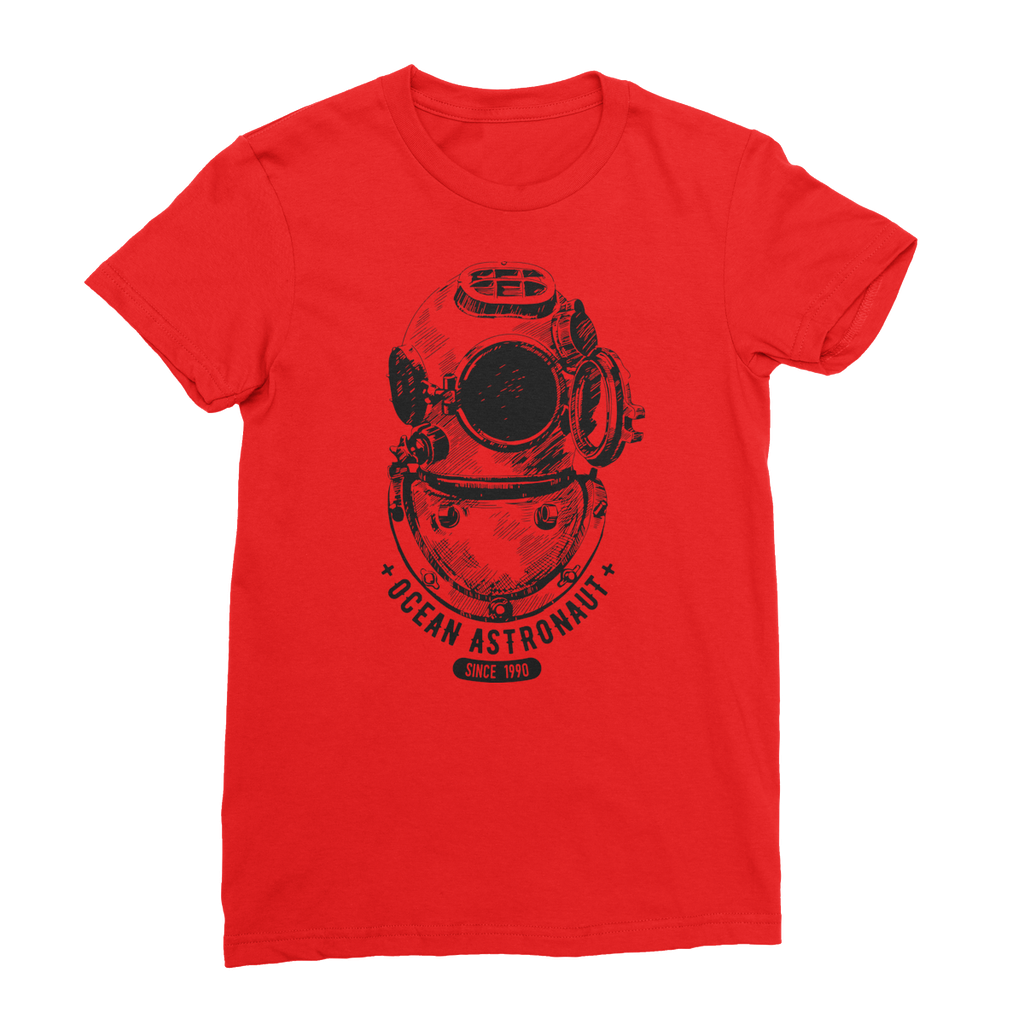 AQUA B&W - 05 - Ocean astronaut - Women's Fine Jersey T-Shirt-Apparel-AQUATICUS