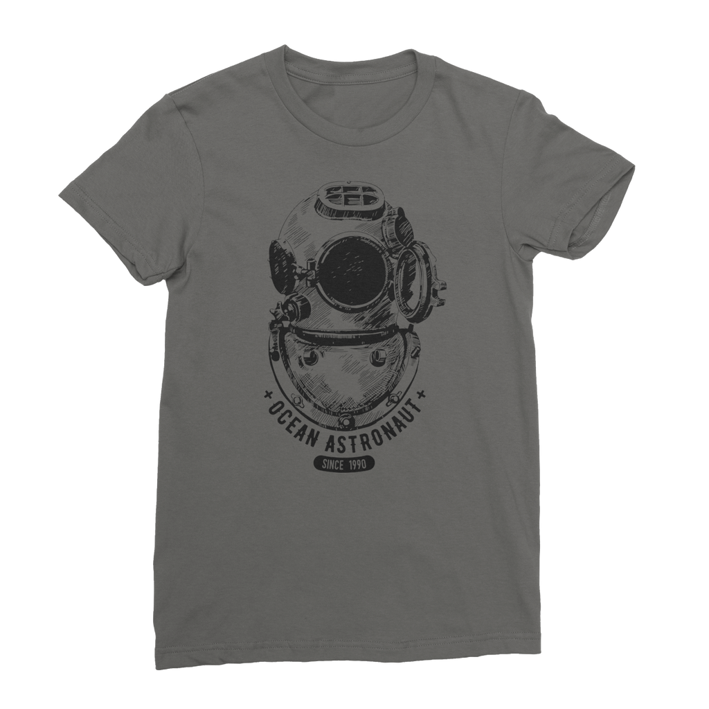 AQUA B&W - 05 - Ocean astronaut - Women's Fine Jersey T-Shirt-Apparel-AQUATICUS