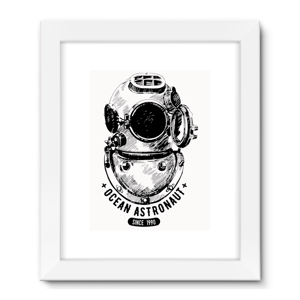 AQUA B&W - 05 - Ocean astronaut - Framed Fine Art Print-Wall Decor-AQUATICUS